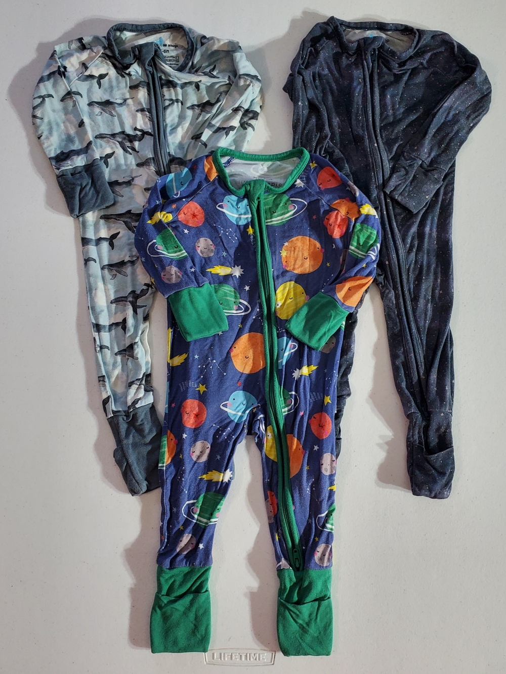 Lot Of 3 Bamboo Blend Zippered Footie Sleepers 3-6 Months